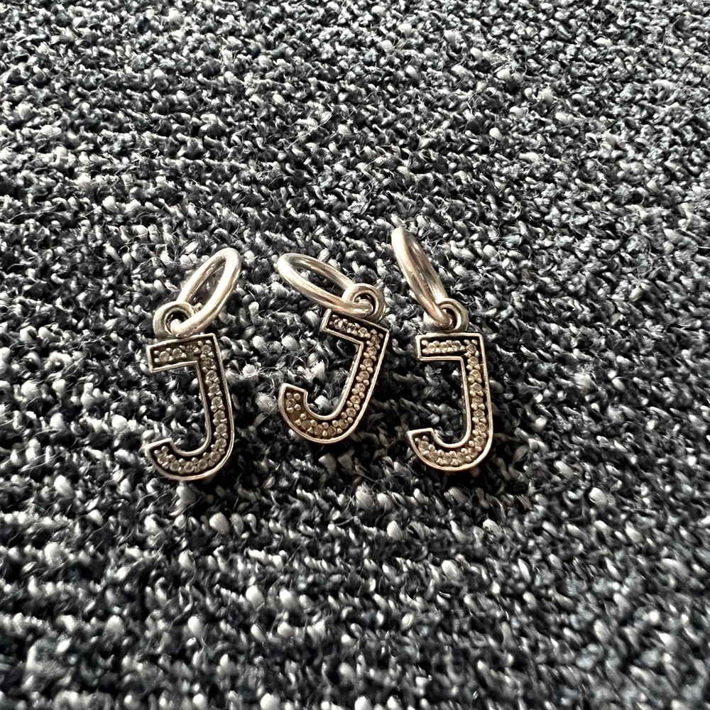 🚨 Price Drop 🚨 Authentic Pandora Set of Three (3) Letter J Dangle Charm